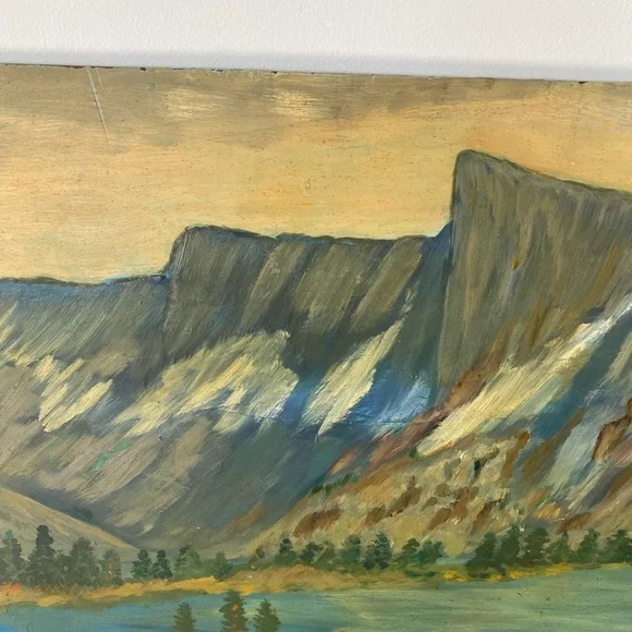 vintage original mountain landscape oil painting mountain scene - Picture 5 of 8